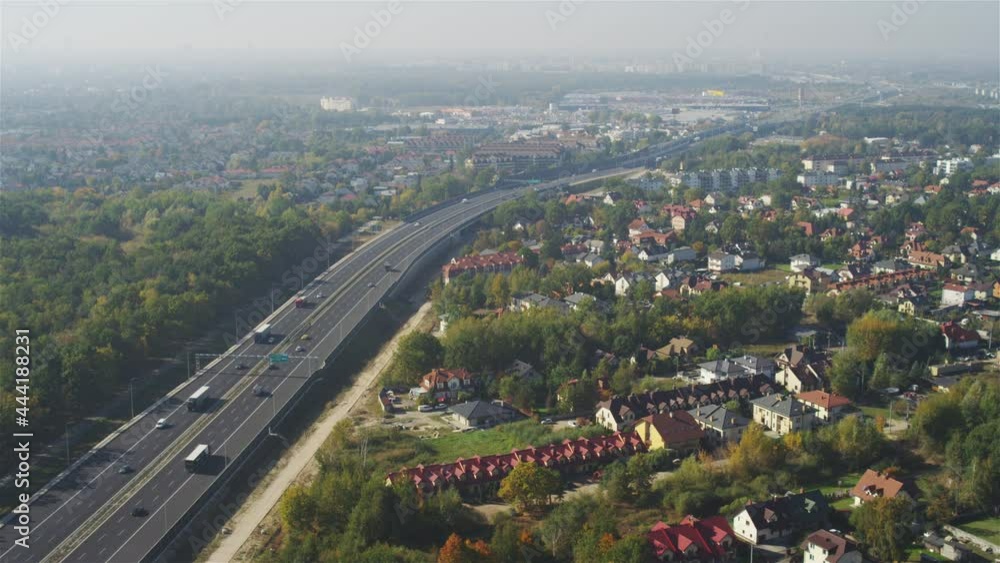 Aerial view of autumnal Warsaw. Modern and residential buildings seen from above. Aerial view of autumnal Warsaw. Modern and residential buildings seen from above.