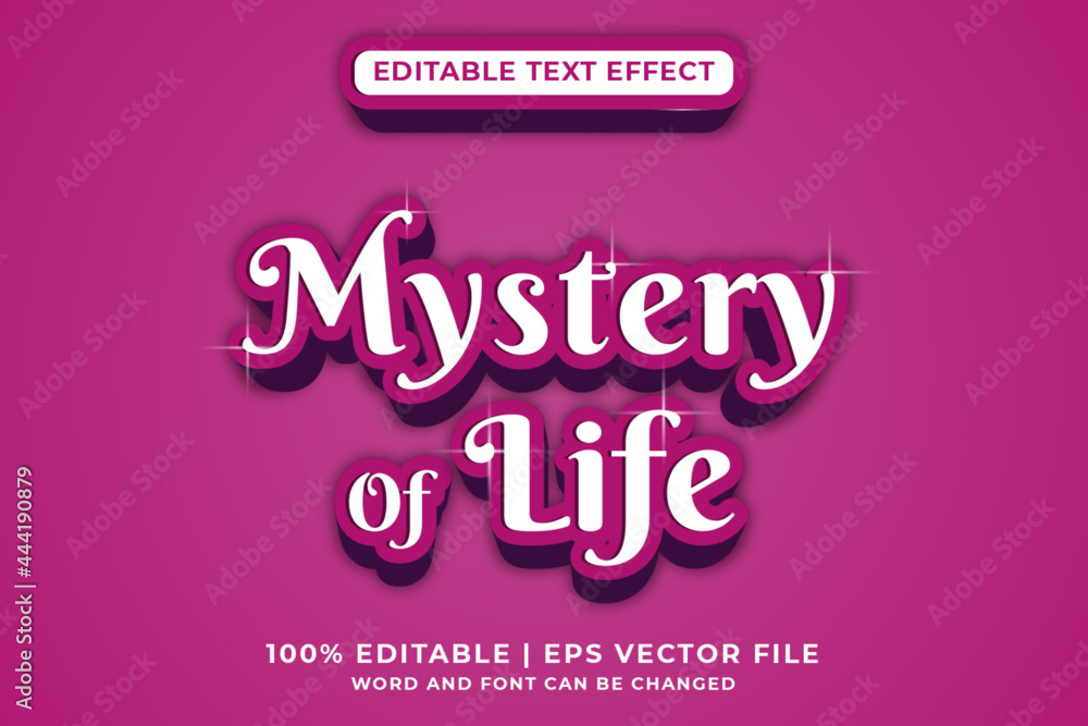 Mystery of life editable text effect modern style Premium Vector