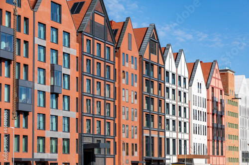  Modern architecture of the granaries island in old town of Gdansk. Poland