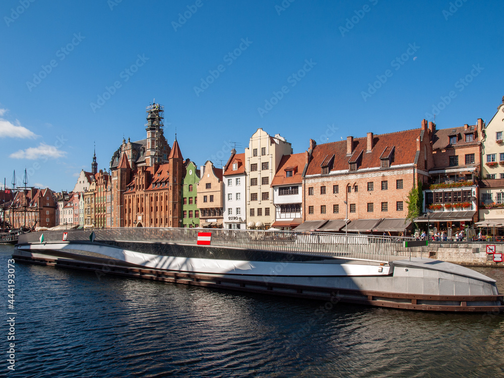 Naklejka premium The rotating footbridge of St The Spirit to the Granary Island on the Motława River