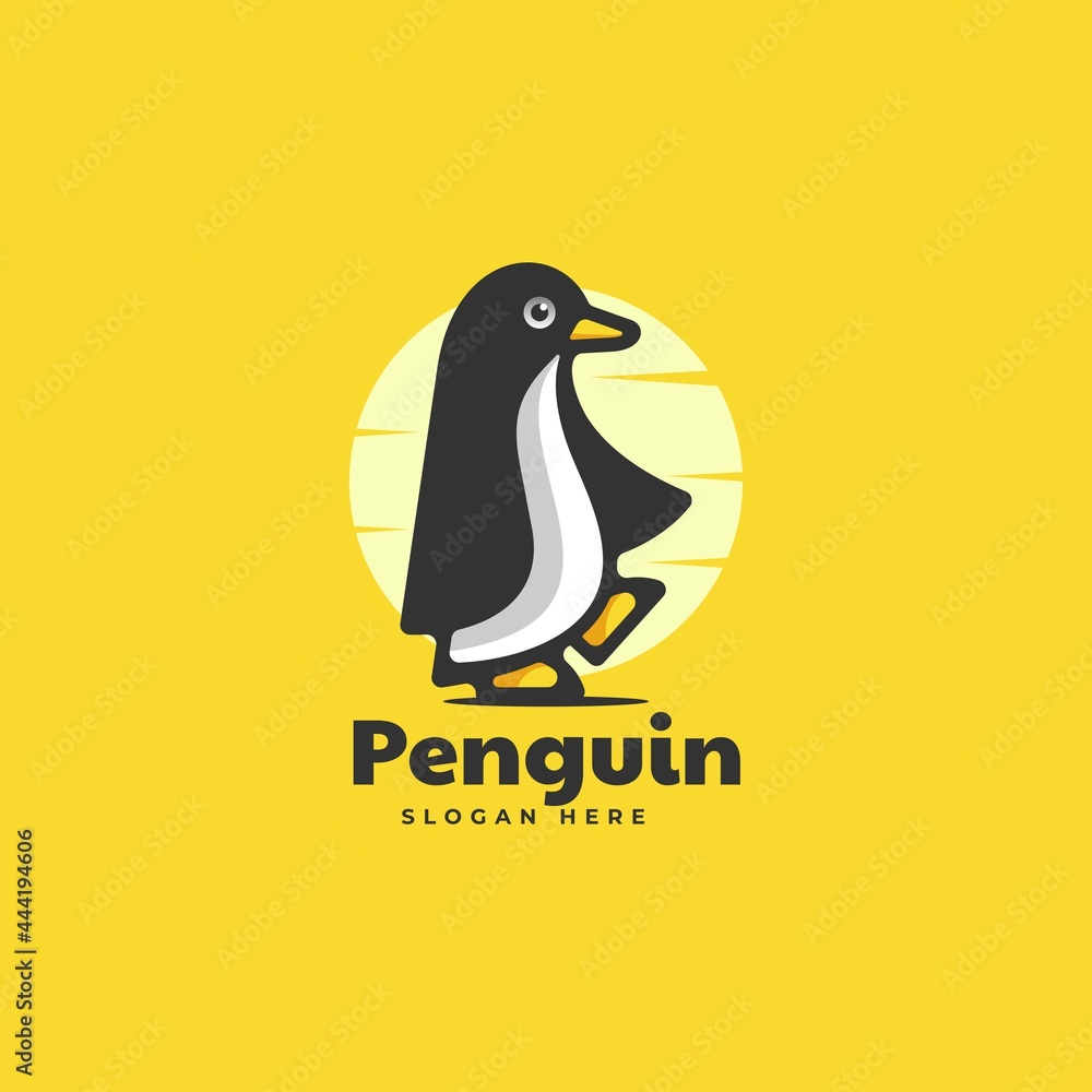 Obraz premium Vector Logo Illustration Penguin Simple Mascot Style.