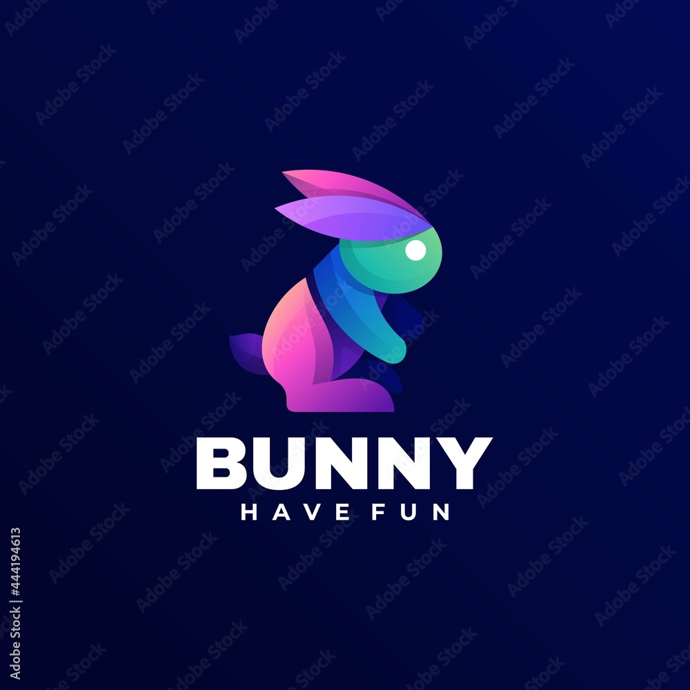 Obraz premium Vector Logo Illustration Bunny Gradient Colorful Style.