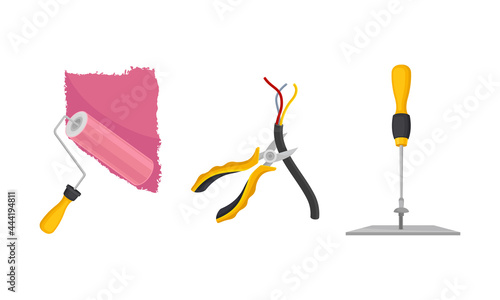 Working Tool and Equipment for Repair and Construction in the House Vector Set