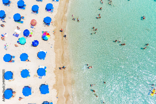 Overhead view of famous Konnos Bay Beach. Famagusta District, Cyprus