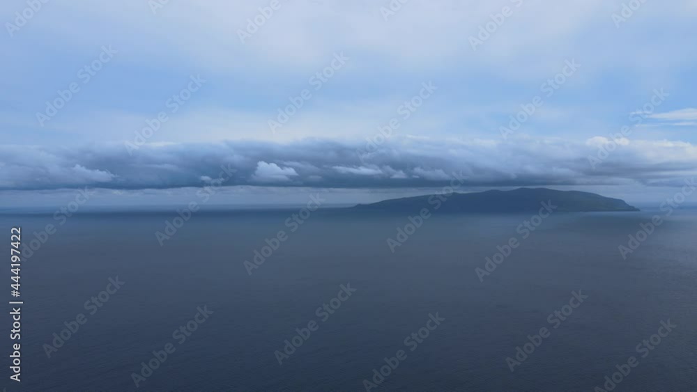 The aerial view of Corvo Island in the Azores The aerial view of Corvo Island in the Azores