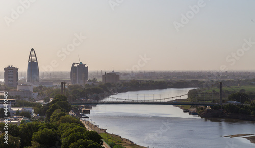 A sunset view of river Nile in Khartoum, Sudan photo
