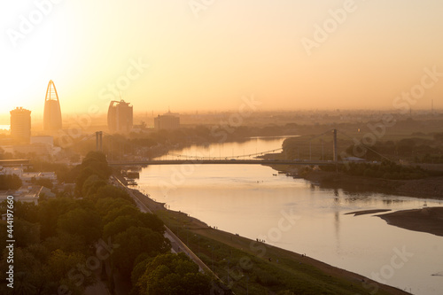A sunset view of river Nile in Khartoum, Sudan photo