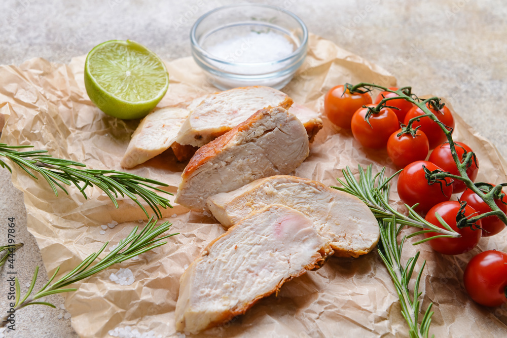 Tasty chicken fillet on light background Tasty chicken fillet on light background
