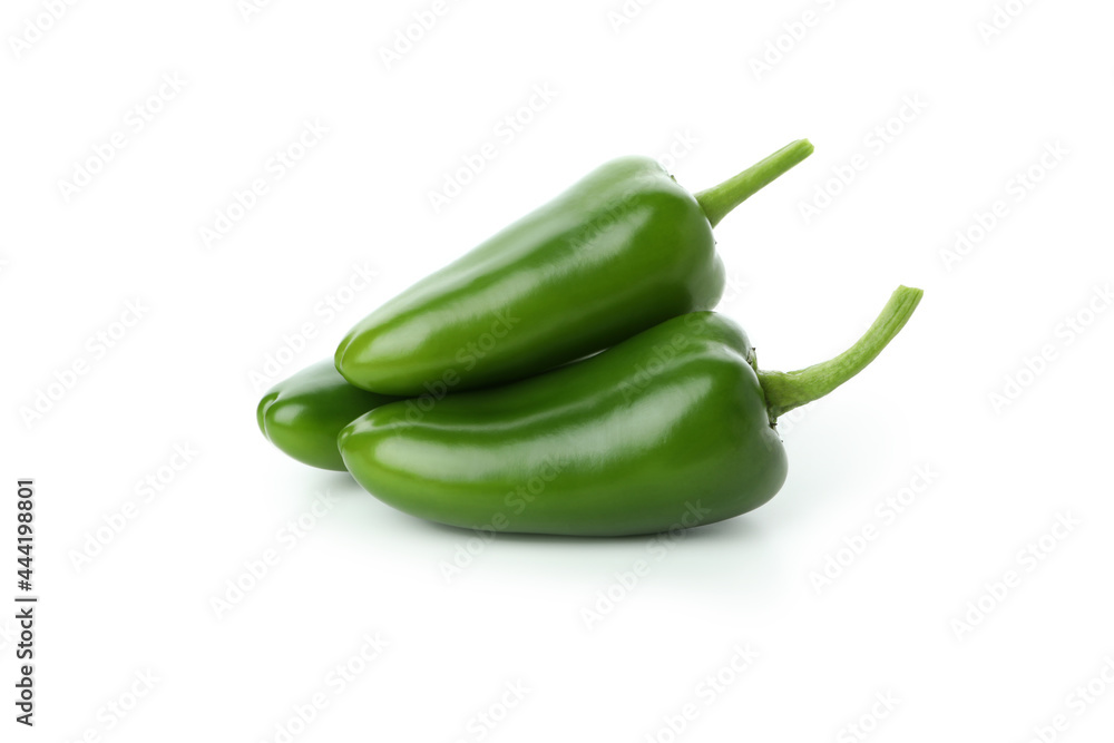 Green hot peppers isolated on white background Green hot peppers isolated on white background