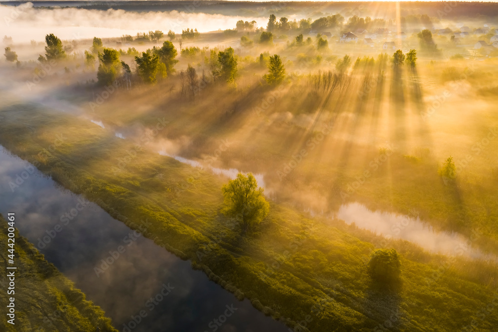 Beautiful misty dawn in the spring on the river. Beautiful misty dawn in the spring on the river.