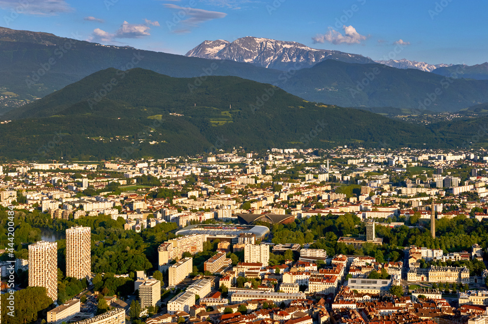 Grenoble aerial city view,  France