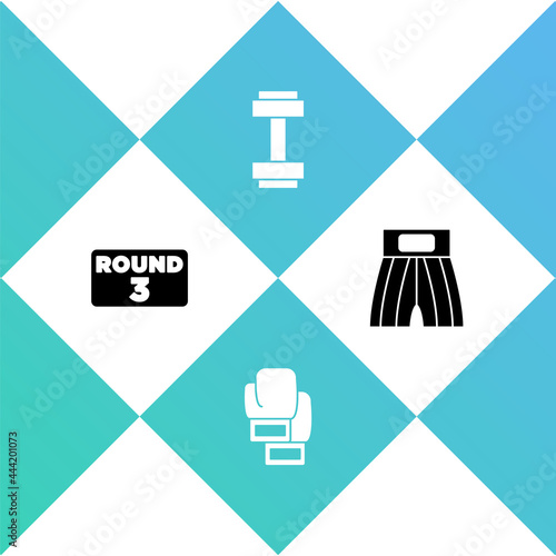 Wallpaper Mural Set Boxing ring board, glove, Dumbbell and short icon. Vector Torontodigital.ca