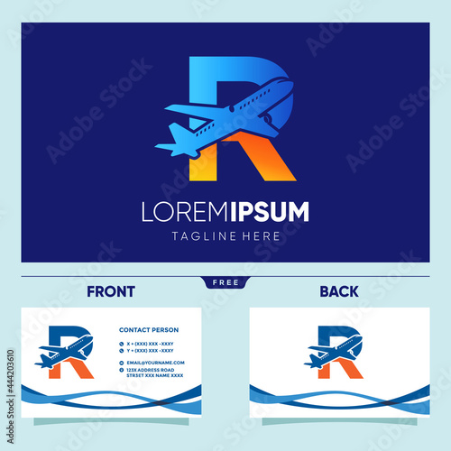 Letter R Plane Logo Design Vector Graphic Icon Illustration