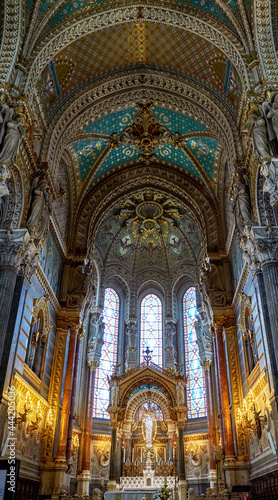 Interior fragment in Notre-Dame de Fourviere  Lyon  France