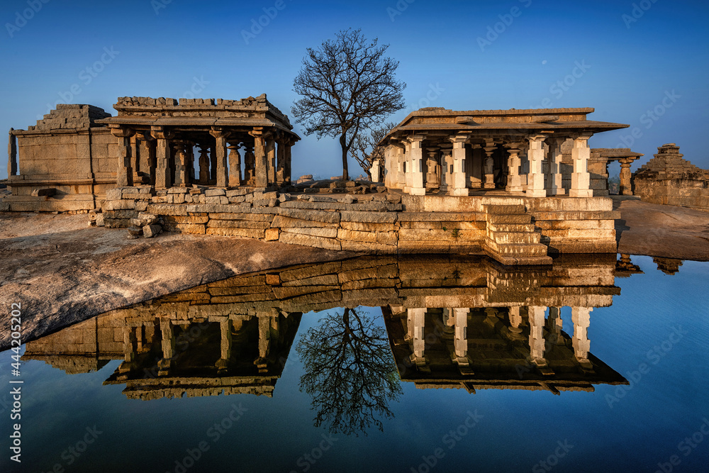 Beautiful ancient architecture of temples on Hemakuta Hill, Hampi, Karnataka, India. Beautiful ancient architecture of temples on Hemakuta Hill, Hampi, Karnataka, India.
