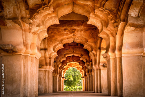 Lotus mahal temple of Zanana Enclosure at ancient town Hampi, Karnataka, India