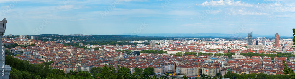 Aerial panorama of Lyon city