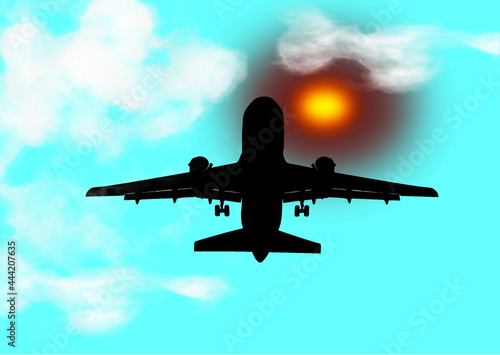 airplane in the sky vector illustration.