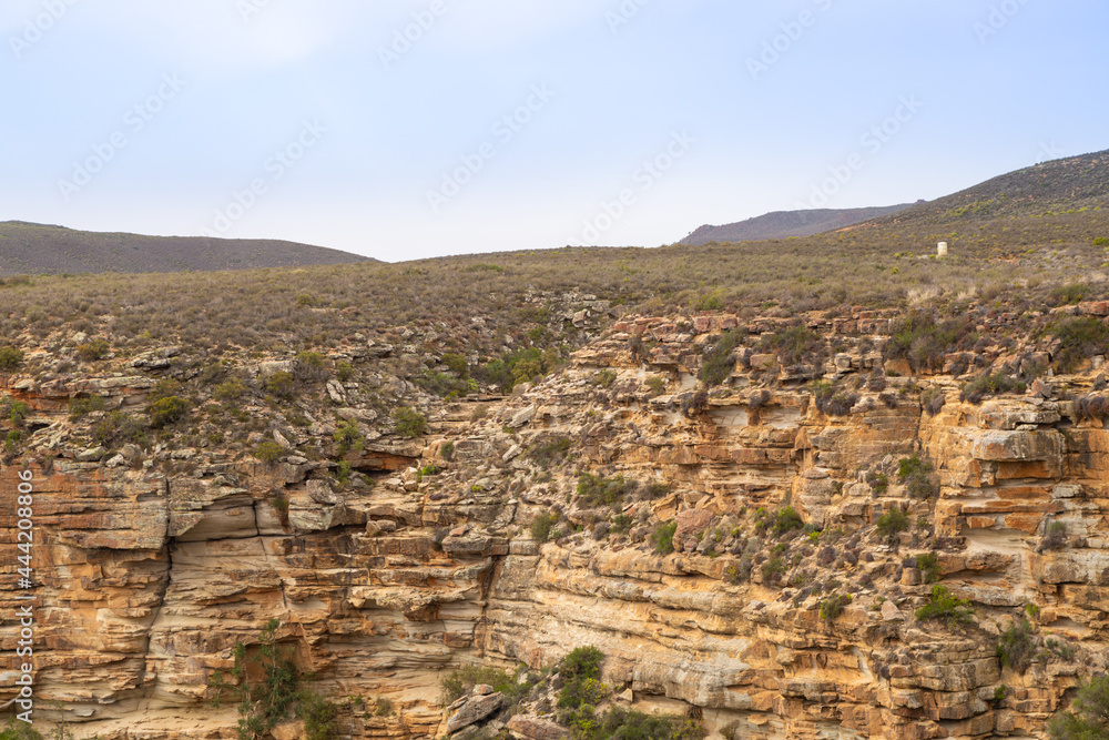 Panorama at the Nieuwoudtville Waterfall taken during the drought in September 2017