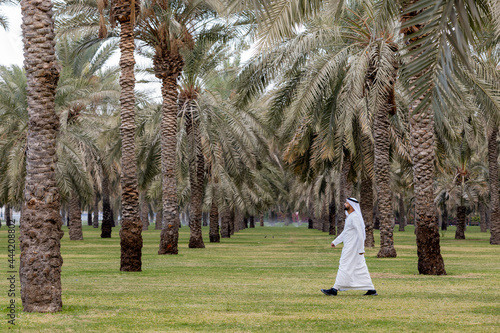 Photography Middle Eastern Arab Emirati man on a morning walk at the park