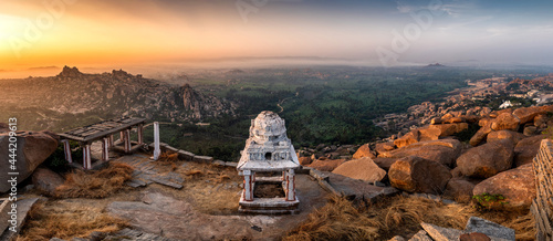 View of Matanga Hill during the sunrise, Unesco World Heritage town in Hampi, Karnataka, India