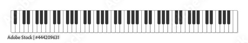 classical grand piano keyboard - full lenght 88 keys, black and white vector
