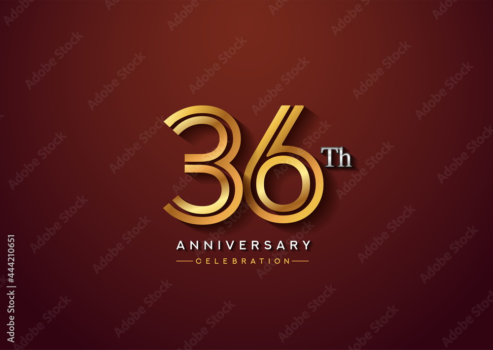 36th anniversary celebration logotype with linked number gold and silver color isolated on elegant color. vector anniversary for celebration, invitation card, and greeting card