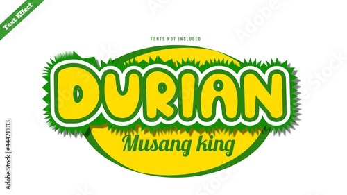 Durian text effect design vector. editable 3d text