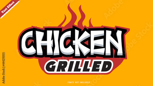Chicken grilled text effect design vector. editable 3d text