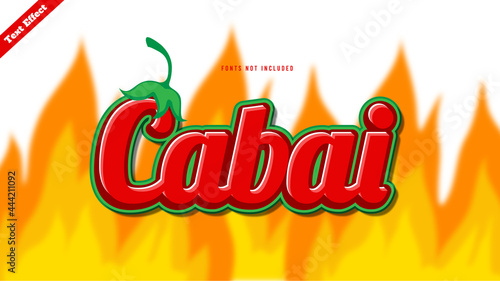 Chili text effect design vector. editable 3d text
