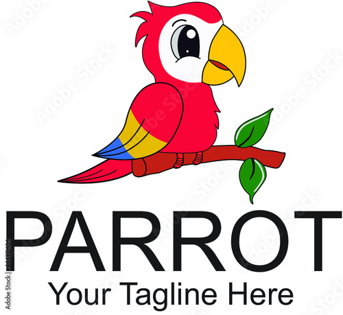 Cute and Colorful Parrot Logo Design