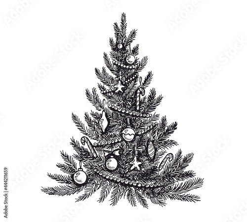 Christmas and New Year set. Hand drawn illustration. Vector.	
