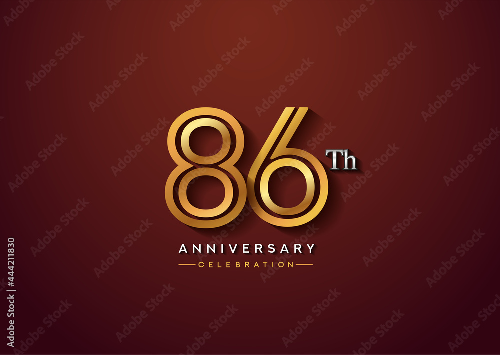 86th anniversary celebration logotype with linked number gold and silver color isolated on elegant color. vector anniversary for celebration, invitation card, and greeting card