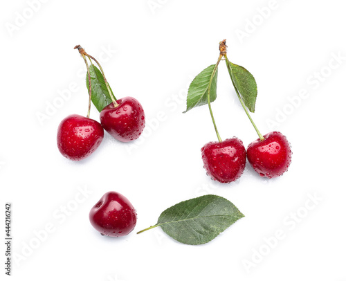 Wallpaper Mural Tasty ripe cherries on white background Torontodigital.ca