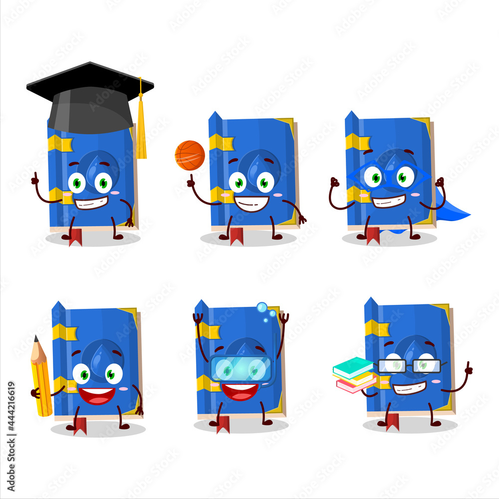 School student of water book of magic cartoon character with various expressions School student of water book of magic cartoon character with various expressions