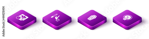 Set Isometric Disease lungs, Giving up cigarette, Death from smoking and Stop smoking, money saving icon. Vector
