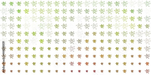 Light Green, Yellow vector backdrop with virus symbols.