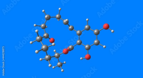 Zearalenone molecular structure isolated on blue photo