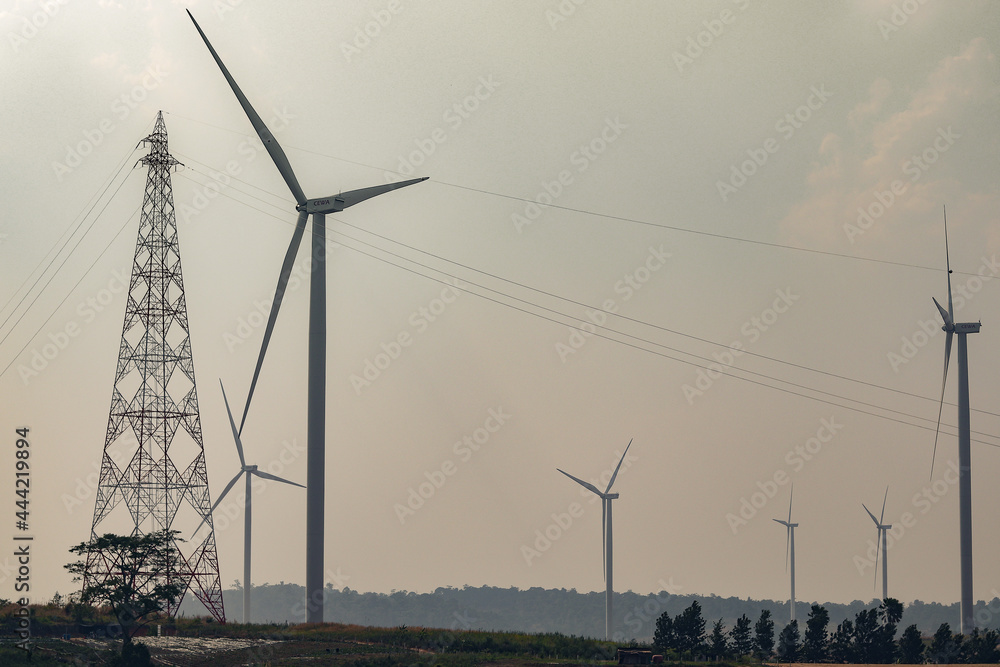 wind turbine rotating by the wind