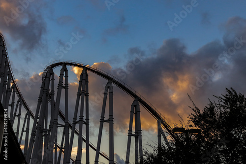 sunset in the amusement park