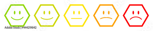 Fünf Sechsecke Feedback Gesichter Kontur Grün Zu Rot