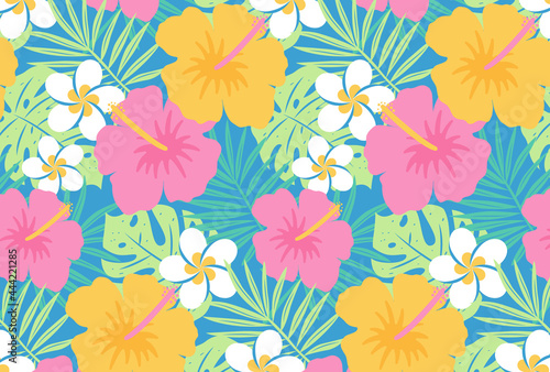 seamless pattern with tropical illustrations for banners, cards, flyers, social media wallpapers, etc. photo