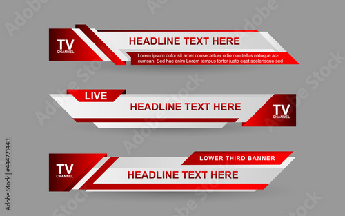 Set collection vector of Broadcast News Lower Thirds Template layout design banner for bar Headline news title, sport game in Television, Video and Media Channel