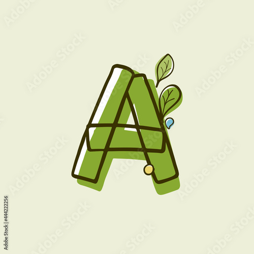 Eco style letter A logo hand-drawn with a marker with paint shift effect.