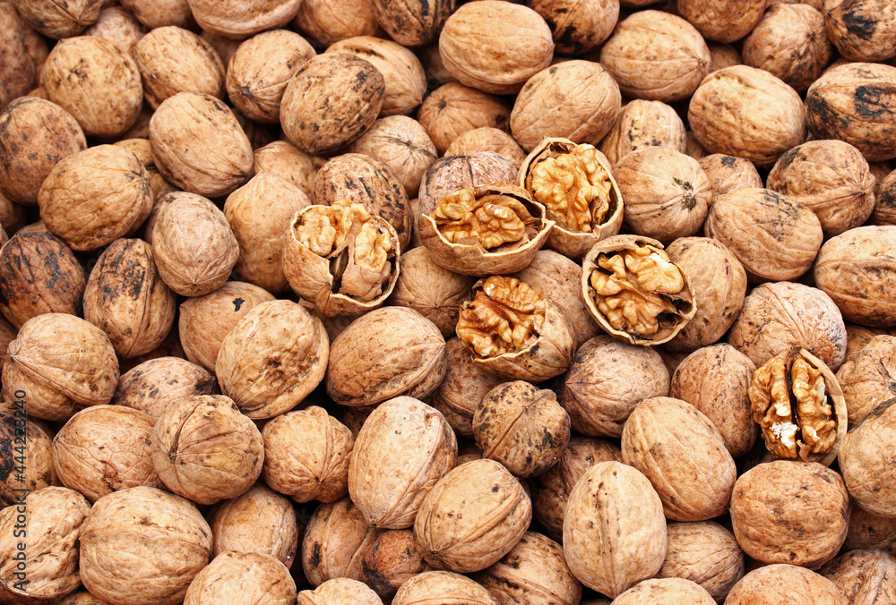 close-up background of organic walnuts close-up background of organic walnuts