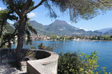 Riva, Trento. Poggiolo sul Lago di Garda con veduta verso la cittadina.