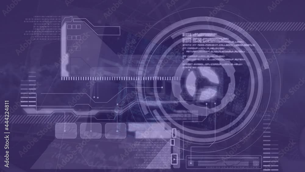 Animation of data processing and scope scanning and network of connections Animation of data processing and scope scanning and network of connections