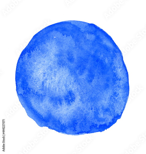 Blue splash watercolor circle backgrund isolated on white
