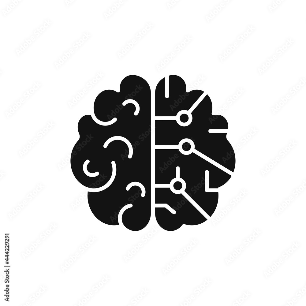 Black Human brain linear technology logo Black Human brain linear technology logo