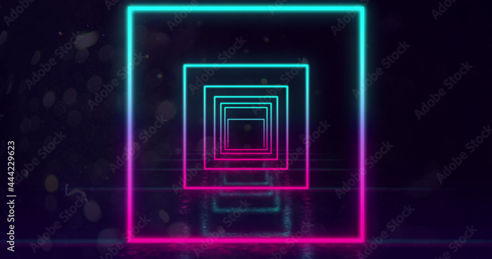 Fototapeta premium Neon Geometric Shapes on black background 4k